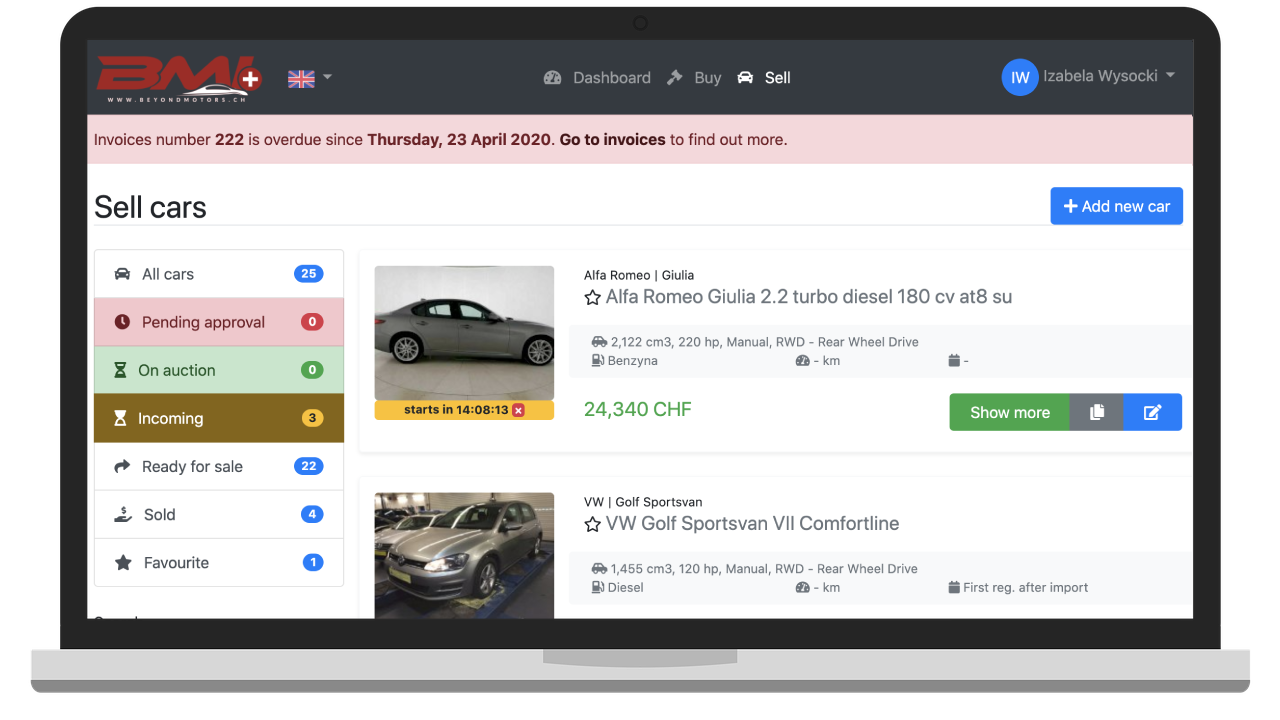 A platform that allows you to easily sell or buy a new car.